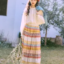 した休日スタイルのロングスカート【フラワープリント・ゆったり・快適な肌触り】