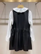 秋用レディースハイネックブラウスとドレス【フリル付き・カジュアル・二点セットアップ対応】
