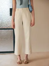 白色斜め織りデニムパンツ【高腰・ゆったり・ストレート・九分丈・通勤・カジュアル】
