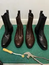 本革製 ヴィンテージ風 チェルシーブーツ【ブラウン・ローヒール・ポインテッドトゥ】