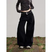 美式レトロデザインのワイドレッグパンツ【フィット・春用・カジュアル】（セットアップ対応）