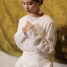 杉赋 パールホワイト変形デザインワンピース【白色・フレンチスタイル】
