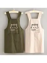 カジュアルなキャラクターデザイン エプロン【コットン製・防汚・通気性・家庭用】