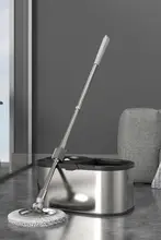 手洗い不要の回転モップ【家庭用・自動絞り機能・水切りバケツ付き】