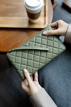 真皮製 ダイアモンドタイルデザインの長財布【軽量・スマホ収納可・シンプルなハンドバッグ】