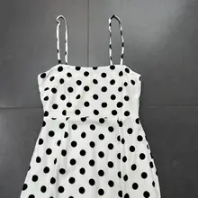 フレンチスタイルの大波点マキシドレス【エレガント・細身効果・キャミソール】