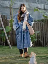 冬用レトロデザインの大きいサイズ加絨コットンガウン【開襟・刺繍入り・ルーズフィット】