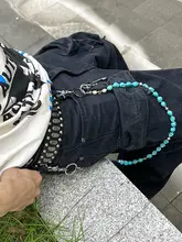 手作りビーズ装飾のターコイズロック骷髅デザインウエストアクセサリー