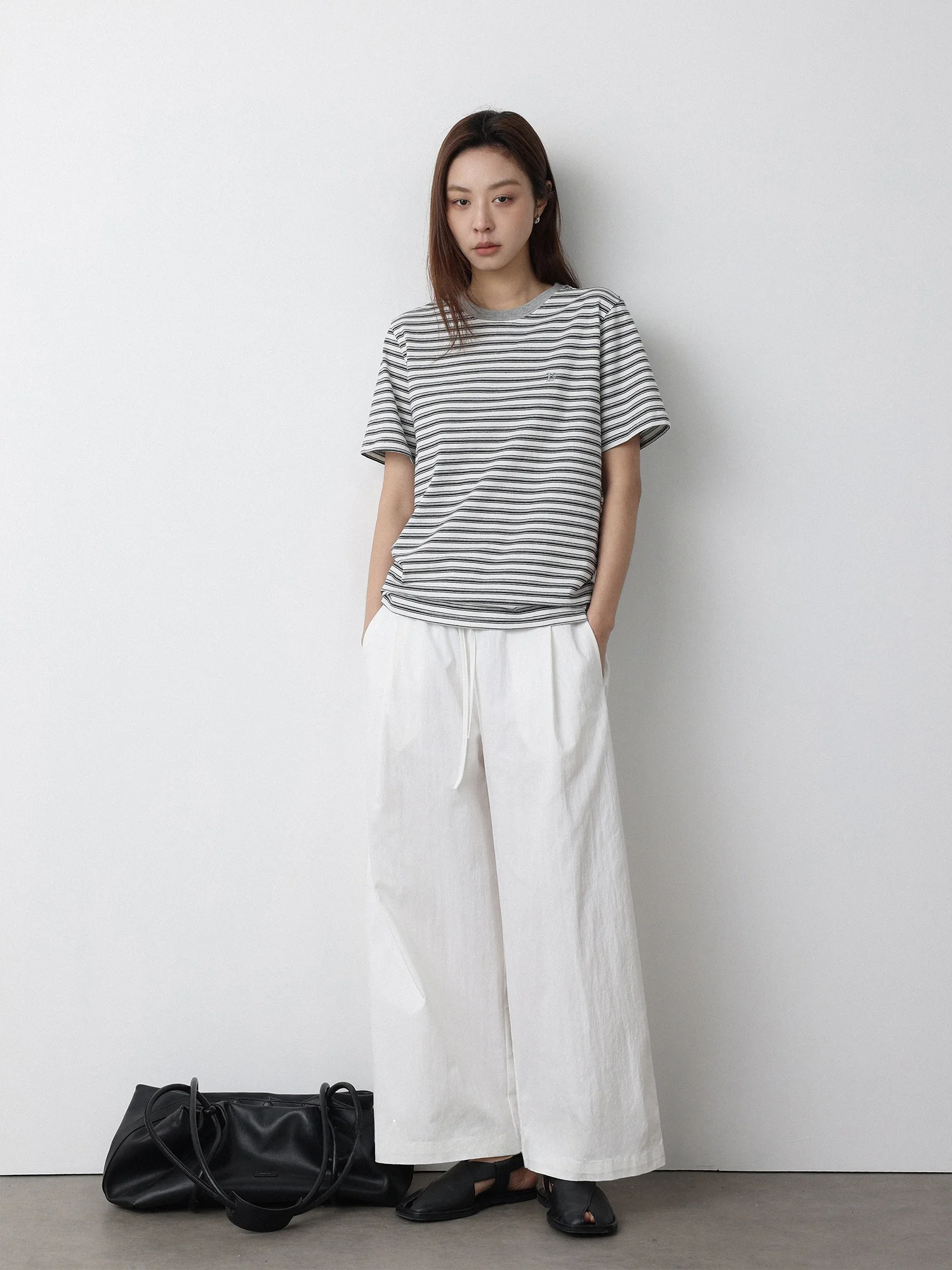 春夏向け ストライプ クルーネック 半袖Tシャツ【極上の柔らかさ】