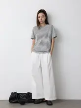 春夏向け ストライプ クルーネック 半袖Tシャツ【極上の柔らかさ】