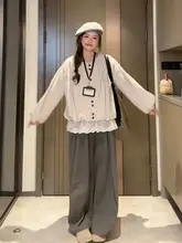 春のトレンド！フラワーコクーンジャケット重ね着レーストリムブラウスとワイドパンツ（セットアップ対応）