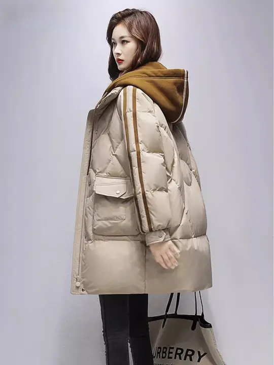 デザイン切替のダウンジャケット【スポーツスタイル・中長丈・冬用】（セットアップ対応）