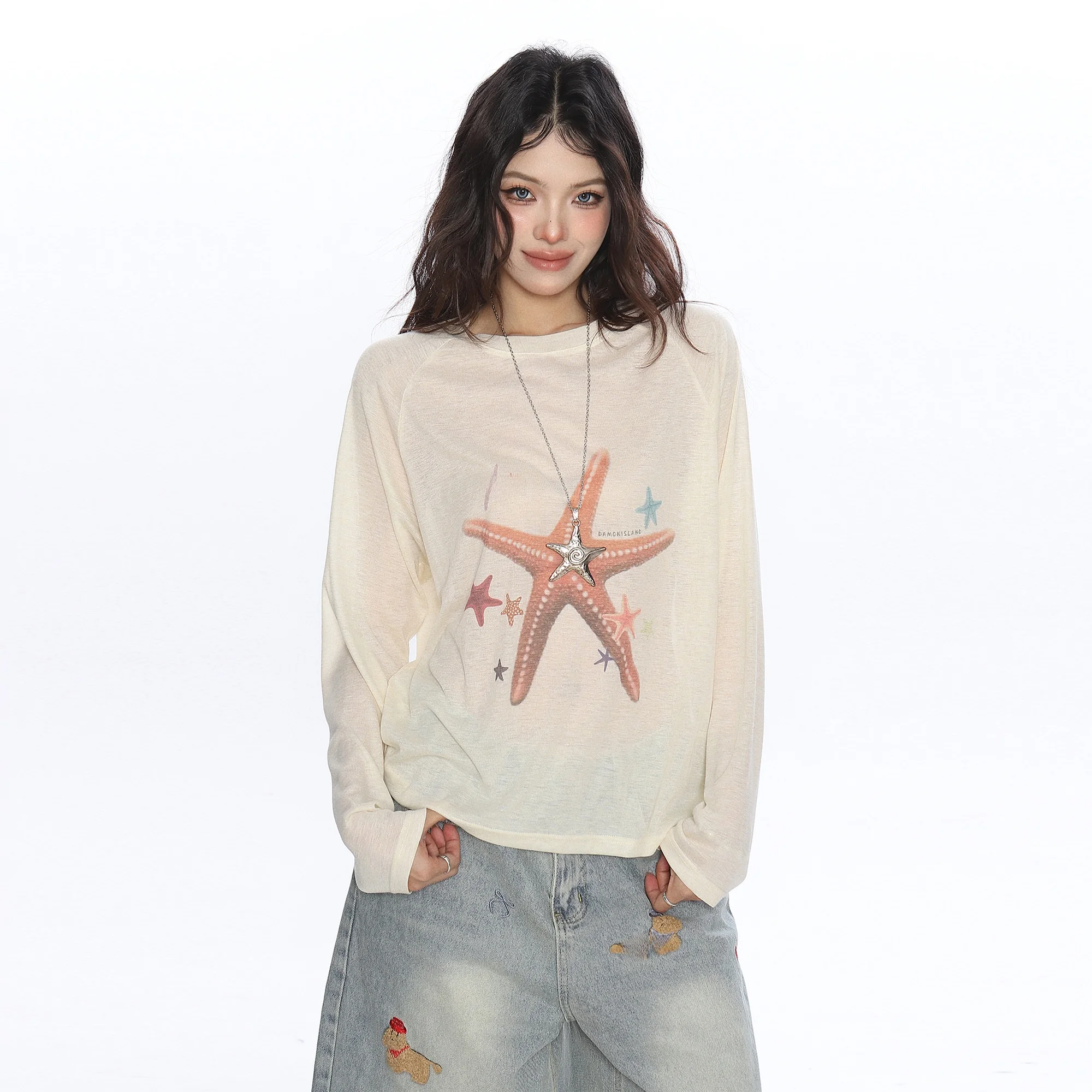 海星プリント薄手長袖Tシャツ：日焼け止め効果と黄ばみ防止の実際