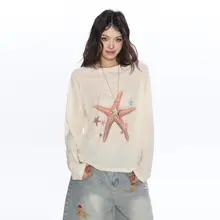 海星プリント薄手長袖Tシャツ【レディース・夏用・デザイン・日焼け防止】