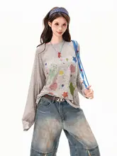 UVカット パーカー トップス レディース 長袖 ルーズ 星柄 カジュアル 着回し 「BOEAX」