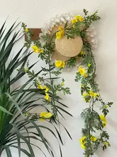 造花 カモミール ツタ フェイクグリーン 壁掛け ウォールデコ アーチ 吊り下げ エアコン配管カバー インテリア