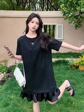 ブラックフリルティアードワンピース【夏用・セミボディシェイプ・花柄デザイン】