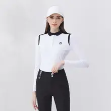 春夏用ゴルフポロシャツ【長袖・韓国風・フィット感あり・バイカラー】（セットアップ対応）