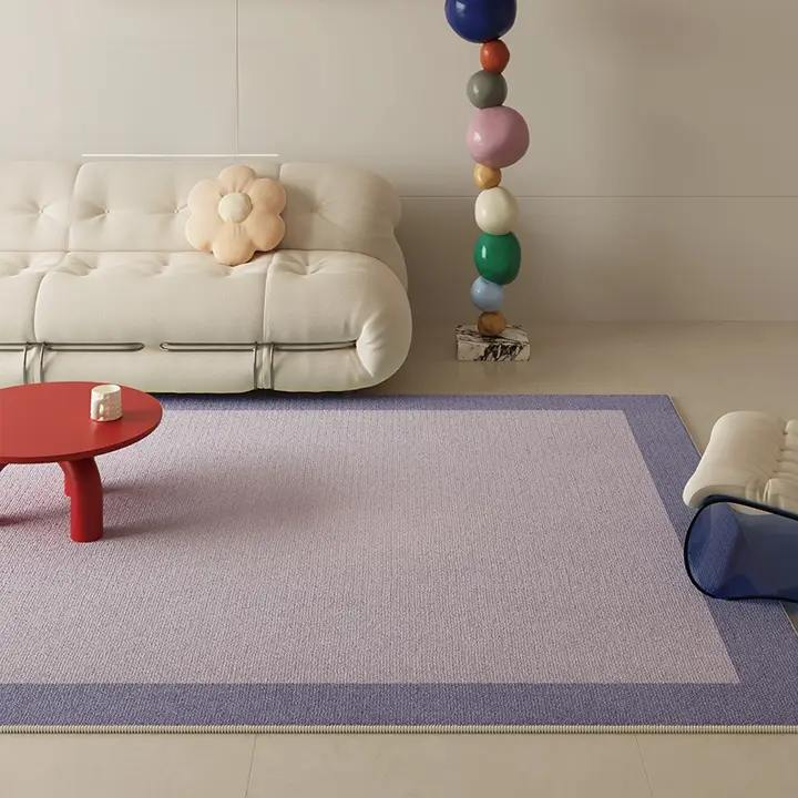 リビングラグ ブルー クリーム色 ドーパミンカラー 上品 お手入れ簡単 ソファ用 インスタ映え「RUG」
