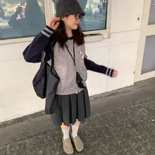 レトロ高腰プリーツスカート【秋冬用・Aライン・女性用・セミフレア】