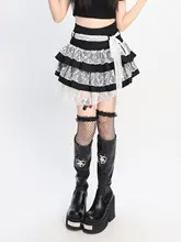 Y2Kパンクスタイルのレースパッチワークケーキスカート【バレリーナデザイン・ミニ丈】