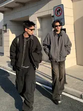 冬季カジュアルファッション！デニム風軽量ダウンジャケット【メンズ・フリース内張・保温性・シンプルデザイン】