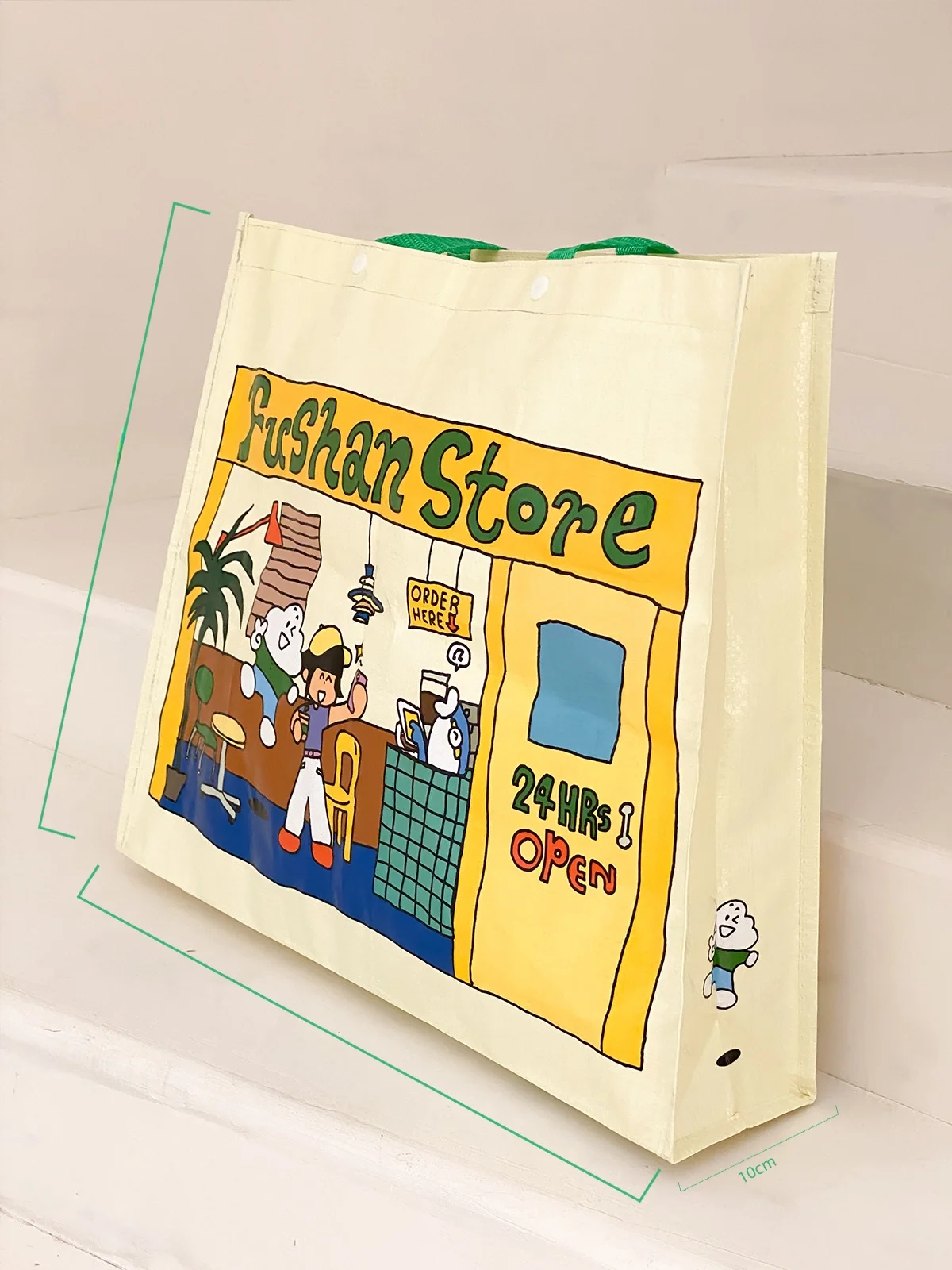可愛いエコバッグ：45x37x10cm手提げタイプの環境に優しい使い方