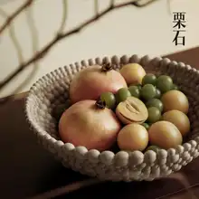 フルーツトレイ 侘寂風 ヴィンテージ風 インテリア リビング・ダイニング用 お菓子入れ付きオブジェ