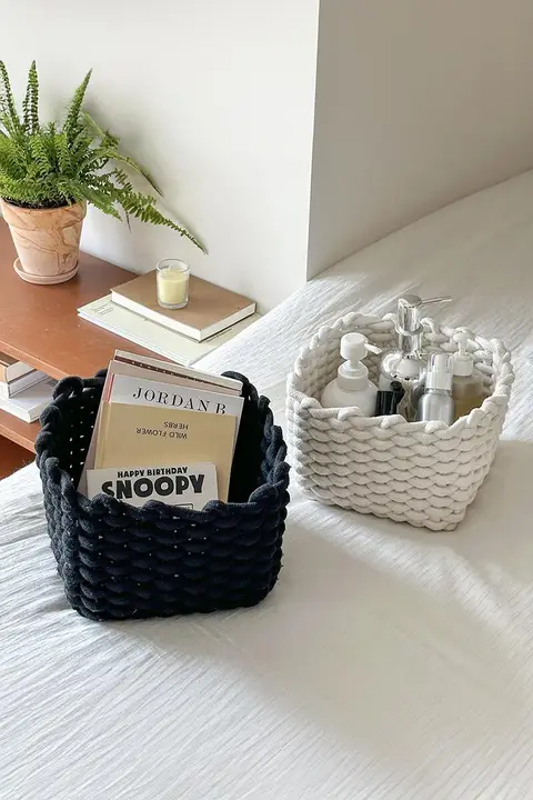 デスクトップ化粧品収納ボックス【洗える・エコ素材・小物・鍵やお菓子の収納に最適】
