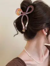 バタフライボウ付き大容量シャーククリップ【学生向け・おしゃれなヘアアクセサリー】
