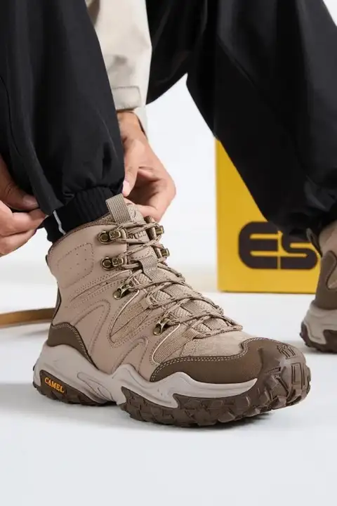 Camel 男性用 ハイカット スニーカー【耐摩耗・厚底・カジュアル・アウトドア】