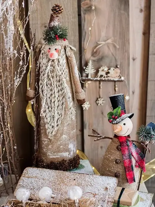 クリスマス雪だるまとサンタクロースの置物【クリスマス decorations・カフェウィンドウディスプレイ用】