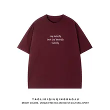 カジュアルなアメリカンスタイルの文字プリントTシャツ【夏用・ゆったりフィット・五分袖】