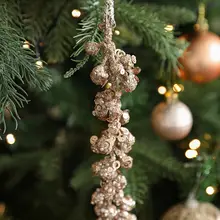 華やかな金色の果実付き流れ飾り【クリスマスツリー用・藤製】