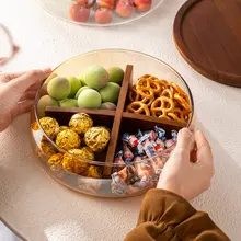 相思木製ガラス果物皿【家庭用・お菓子や果物の収納に最適】
