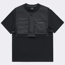多ポケットデザインの半袖Tシャツ【機能性・カジュアルスタイル・メンズ】（セットアップ対応）