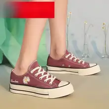 春季向けの低め厚底キャンバススニーカー【カジュアル・学生向け・レトロデザイン】（セットアップ対応）