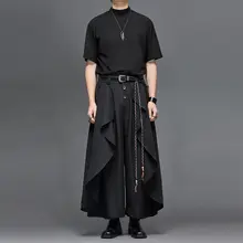 デザイナーの解構スタイル！アバンギャルドな中華風ワイドレッグパンツ【男女兼用・九分丈・極上の柔らかさ】（セットアップ対応）