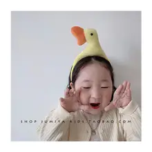 かわいい白鹅绒の大白鹅デザイン子供用ヘアバンド【動物モチーフ・ふわふわ】