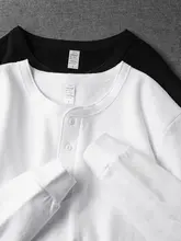 新疆棉使用の加潤タイプ長袖ヘンリーネックTシャツ【オールシーズン・コットン素材・ユニセックス】
