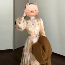 フラワープリントのロングドレス【秋用・新中式・高級感】（セットアップ対応）