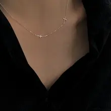 極細のS925純銀ミニ十字架ロングネックレス【トレンディ・シンプルデザイン】