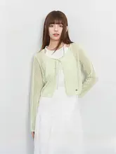 レース編みの開衿カーディガン【夏用・長袖・軽量】