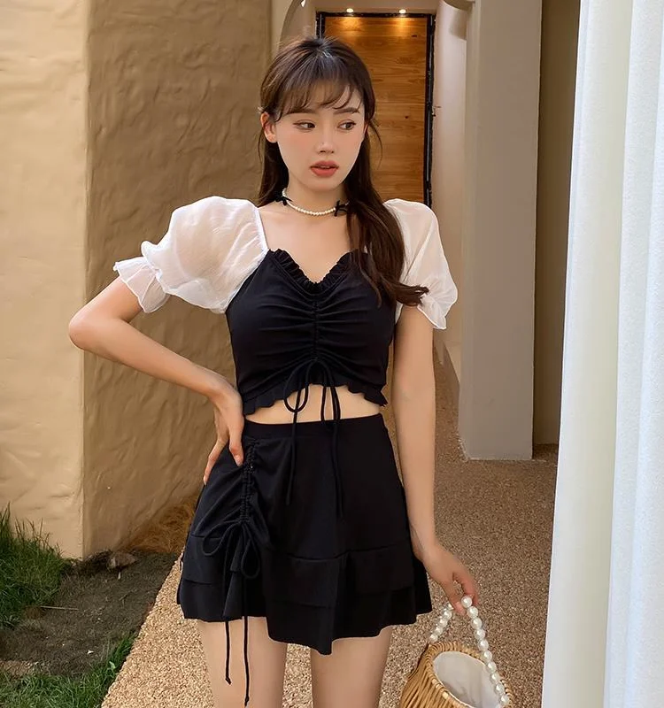 2025年新作女性用スプリットボクサースカート水着