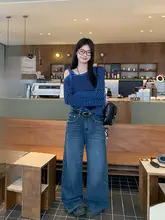 レディース 高腰ワイドレッグデニムパンツ【春用・フィット・ブーツカット】
