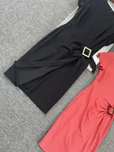 夏用ボタン付きウエストデザインのフィットワンピース【半袖・大きいサイズ対応】