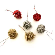 プラスチック製 松の実デザイン ゴールドクリスマス装飾【シルバーの挿し木・手作りDIY材料】