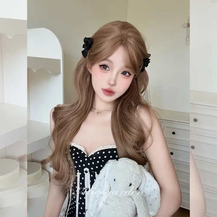 長髪レース前髪付きカールウィッグ【柔らかな雰囲気・Lolitaスタイル】