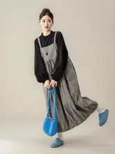 セットアップ 2点セット レディース 長袖ブラウス サスペンダースカート チェック柄 刺繍 フリル襟 ブラック ヴィンテージ 大人可愛い 秋