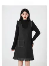 バックストラップデザインのドレス【フレンチスタイル・フリル付き・大きいサイズ】（セットアップ対応）
